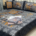 Bedsheet | High-Quality | Unique Design 4 PCS Panel Print 3D Crystal Cotton Bedsheet Set | 1 king size bed sheet 95*98 inch |2 pillow cases 19*29 inch | 1 cusion case 14*14 inch. 