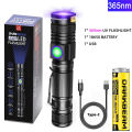 UV flashlight 365nm & 395nm Blacklight rechargeable USB, Wood's lamp ultraviolet black light LED Portable-detector. 