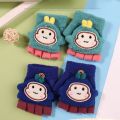 1-5 Years 1-5 Years Knitted Kids Half Finger Mitten Gloves Flip Cover Mittens. 