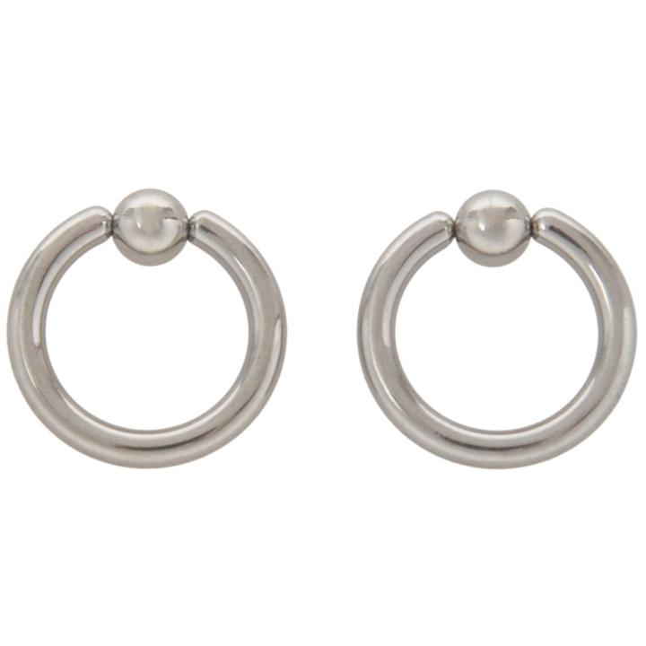 1 pair Stainless Steel Captive Bead Ear Rings Hoop BCR Studs Piercing Jewelry Steel color