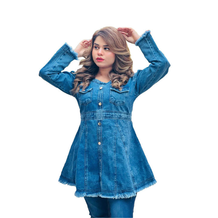 Women Jeans Top Frock Daraz.pk