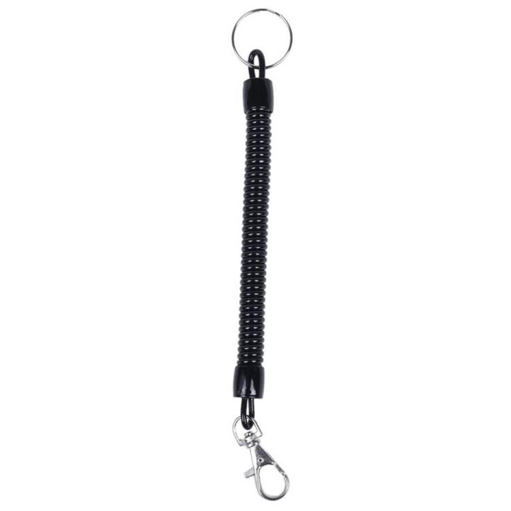 Lobster Clasp Black Spring Stretchy Coil Cord Strap Keychain Key Chain Rope