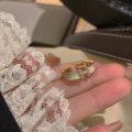 H Letter Crystal Enamel Opening Rings for Women Girl Party Accessories. 