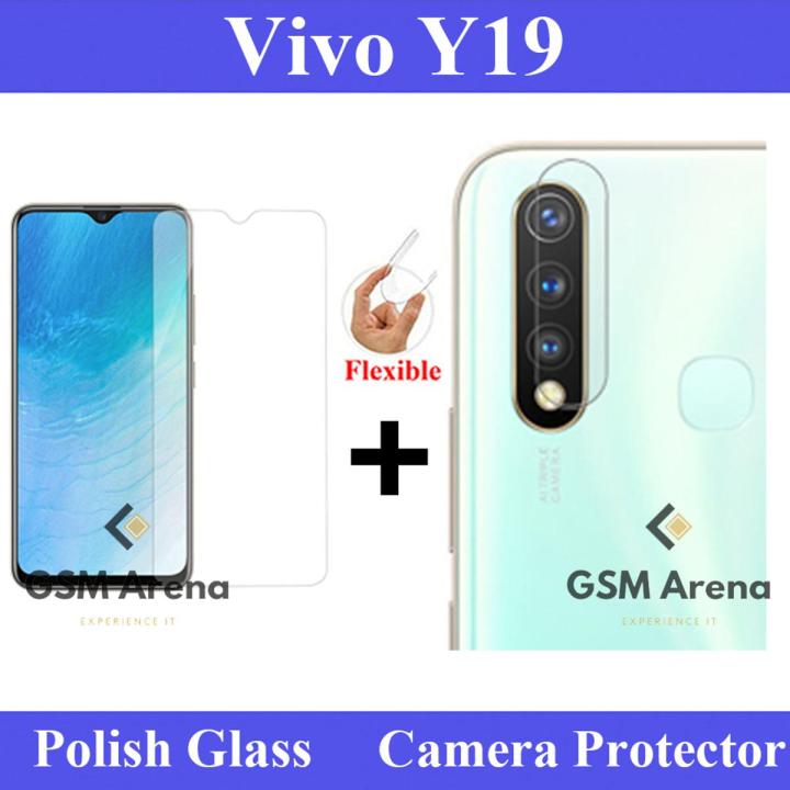 Vivo Y19 Tempered Glass Screen Protector Polish Glass and Back Camera 9H Gorilla Flexible Protector 2-in-1 Combo