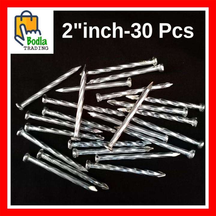 Pack of 30 - 2" Inch Hardened Steel Concrete Nails for Wall - Silver Best Quality