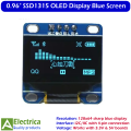 4Pin 0.96" SSD1315 OLED Display Module Blue 128x64 Resolution I2C IIC Interface for Arduino Raspberry Pi ESP8266 ESP32 Projects by Electrica. 