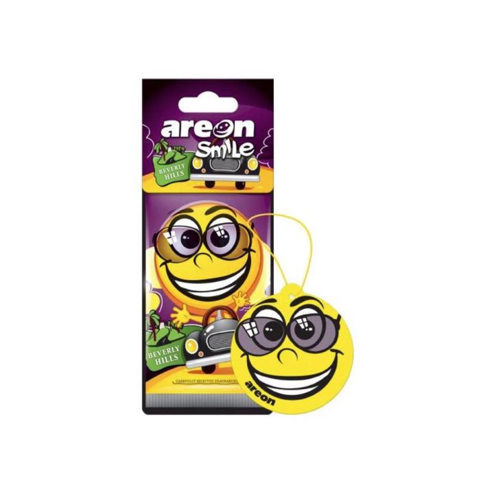AREON Smile I Emoji Design Hanging Car Air Freshener -Beverly Hills-
