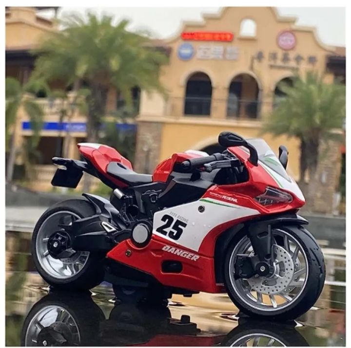 Diecast Heavy Bike Toy Model Light & Sound Pull Back Multicolor