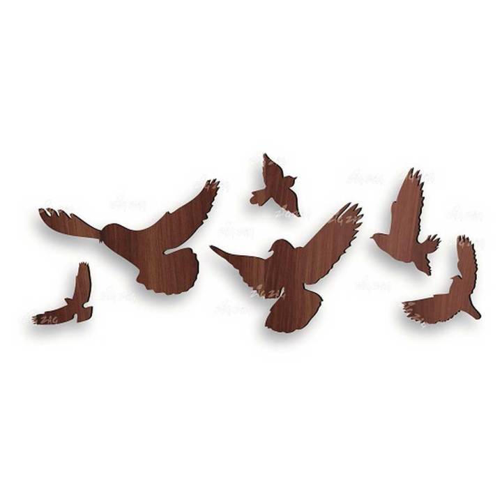 6 Wooden Birds For Wall Decoration Wooden Home Room & Wall Decor Wall Art