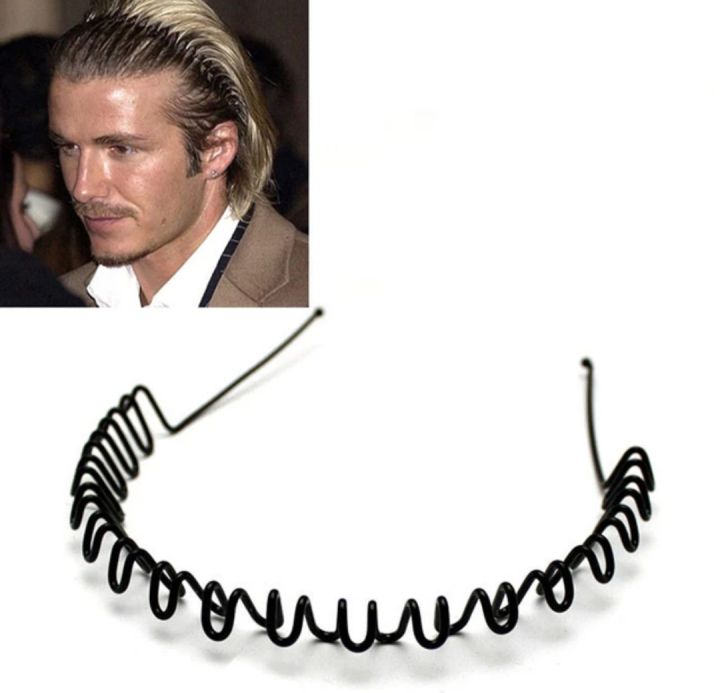 David_Beckham Style Black Metal Headbands Wave Hairband For Men Black Color Hair Band For Man For Daily Use Fashionable Black Metal Waved Style Alice Sports Hairband Headband Headwear Accessory Spring Wavy Hoop For Men Women (Zig Zag)