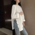 Side Button Long T-Shirt O-Neck for Women, Stylish and Comfortable. 