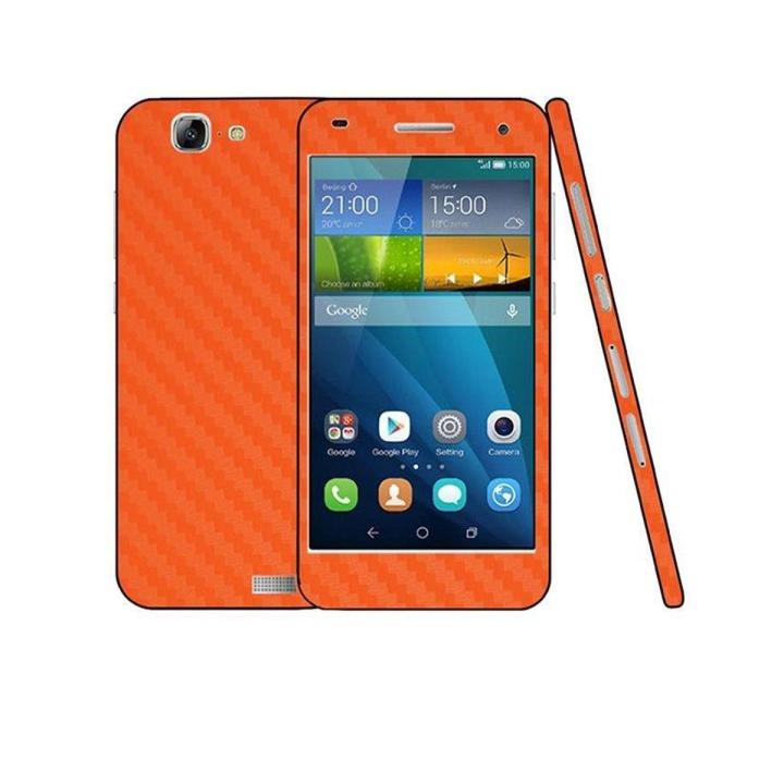 Carbon Fiber Texture Mobile Skin for Huawei Ascend G7 - Orange