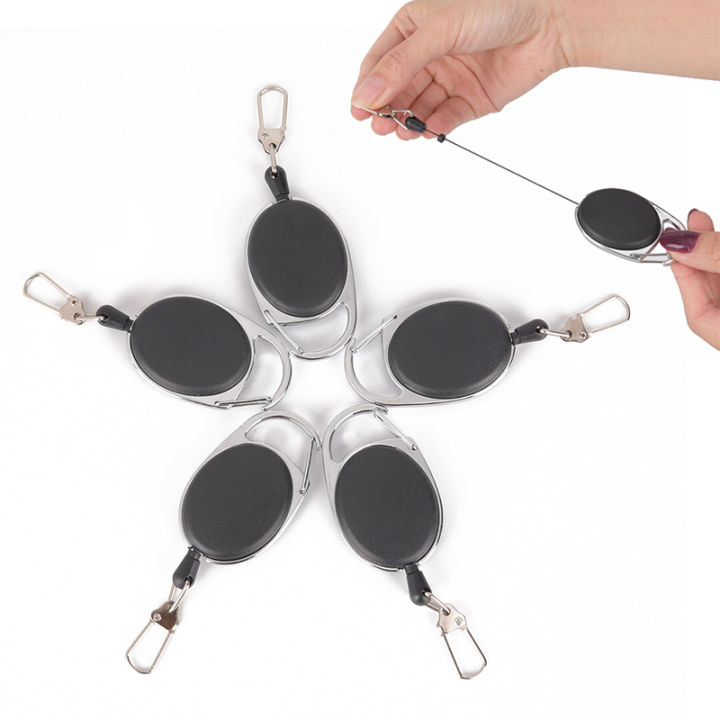 Retractable Key Chain Reel Steel Cord Recoil Belt Key Ring Badge Holder Outdoor MIO Super Store