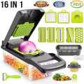 16-in-1 Multifunctional Vegetable Cutter & Chopper | Manual Slicer, Dicer, Grater & Peeler for Fruits, Onion, Potato & Cheese | Easy Kitchen Use. 