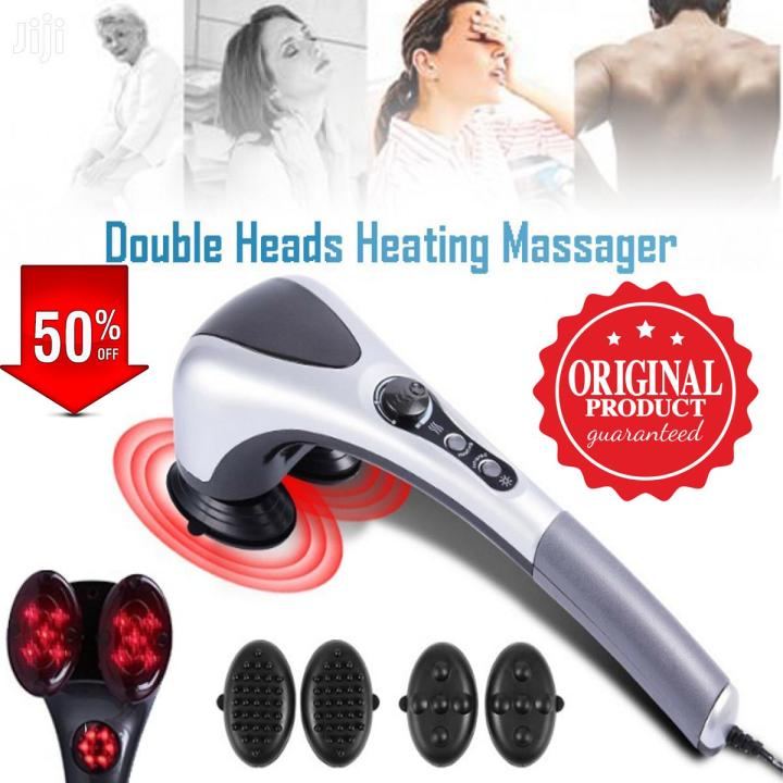 Double Heads Heating Body Massager – Electric Facial Deep Tissue Fitness Massage Stick – Neck Head Waist Leg Muscles Pain Relief Massage Hammer – Handheld Deep Tissue massage – Full body Tapping heat Massager - Body Shaping Exercise Massaging machine