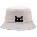 Big Eyes Cat Black Cartoon Printing Fashion Men'S Bucket Hat Uni Harajuku Men Fishman Cap Casual Fishing Bob Hats For Women. 