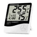 HTC-1 Electronic Temperature Humidity Meter, For Medical Indoor Room LCD Digital Thermometer Hygrometer Weather Station Alarm Clock. 