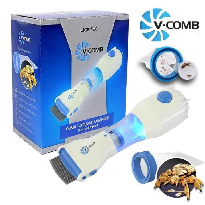 V Comb, Anti Lice Electric Comb, Head Lice Machine with 4 Filters, Lice Removal Machine, Anti Lice Machine with Steel Comb,  Lice Egg Removal Machine