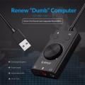 【AiBaby Store】(New) SC2 external USB sound card stereo mic speaker headset audio jack 3.5mm cable adapter with mute switch volume adjustment. 