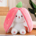 Cute transformation bunny plush doll soft cute strawberry radish rabbit ragdoll child girl bed pillow. 