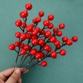 5pcs Artificial  Red Berries Simulation Foam Berries Branches for New Year Party DIY Wreath  Tree Decorations. 