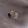 Rings For Girls Golden Blue Stone Square Ring With Box  Fancy Simple and Stylish Adjustable Best Gift for Girls. 