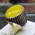 Natural Zard Aqeeq Mens Ring Akik Carnelian Ring 925 Sterling Silver Ring. 