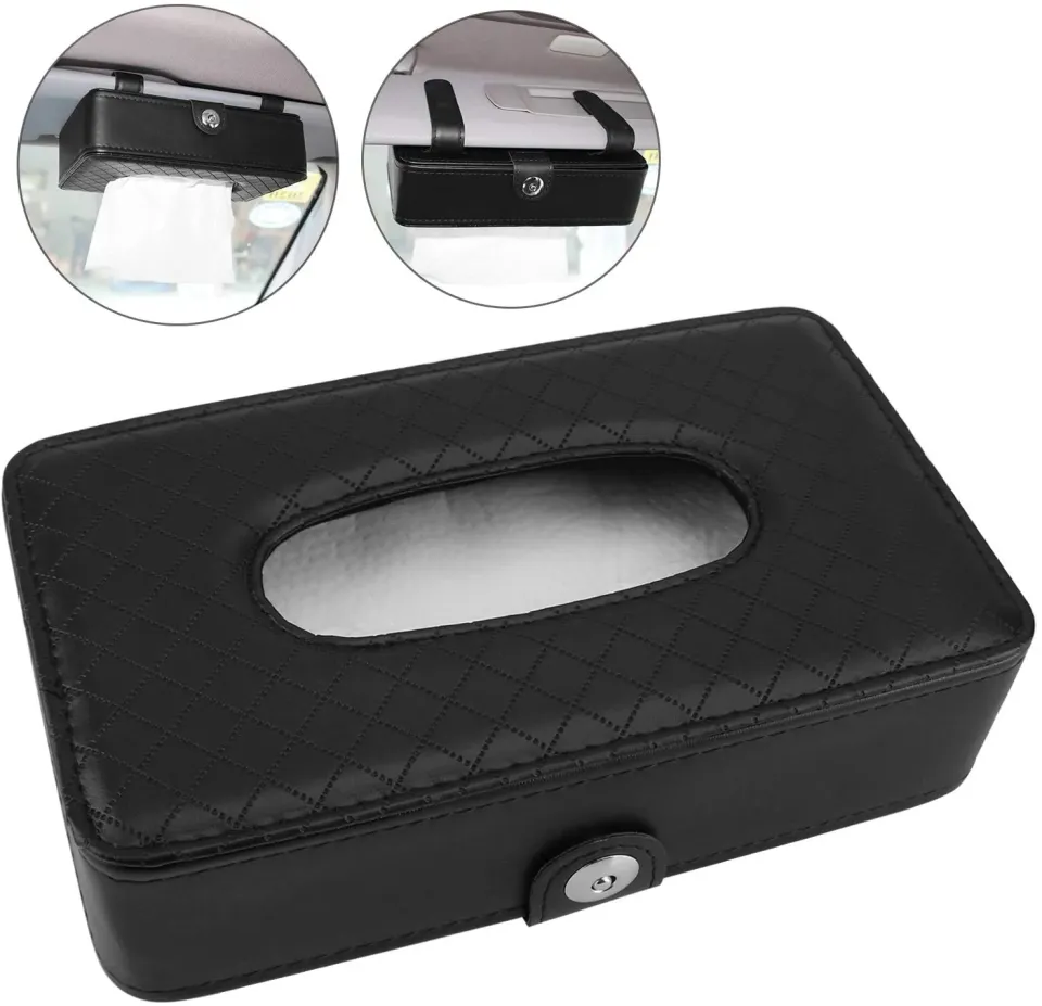 Augen Pu Leather Tissue Box Holder Rectangular For Car Visor