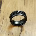 Modyle 2023 New Fashion Black Chain Wedding Ring for Men Punk Vintage Stainless Steel Finger Jewelry Male Rotating Chain Ring. 
