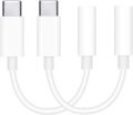 TheMax® White USB C to 3.5mm  [2 Pack] USB-C to 3.5mm Aux Audio Earphone  Jack Type C Connector for HTC, Xiaomi, OnePlus, iPad Pro, Sony Xperia, NOKIA, Samsung Galaxy S8+ (White 2 Pack). 