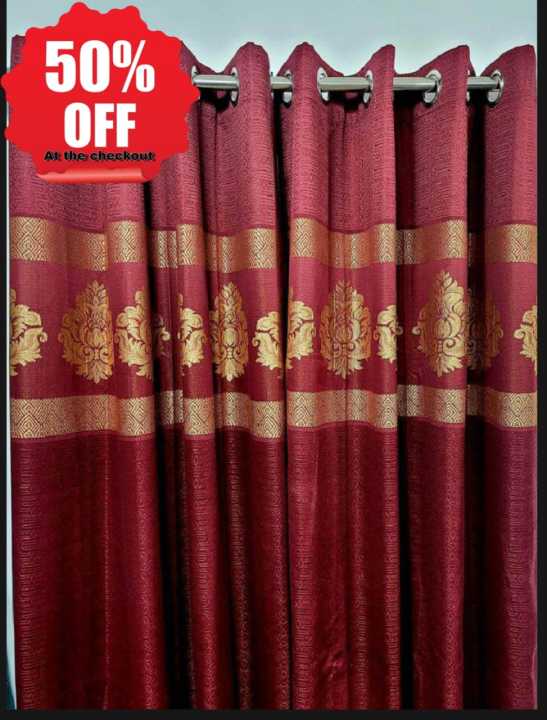Top Border Design Export Quality Ready Made Curtain Pack of (1)