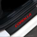 4 PCS Toyota Corolla Car Door Sill Protector 3D Carbon Fiber Scuff Protective Door Sill Cover Panel Sticker, Car Stickers, Stickers for Car. 
