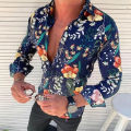 Green Home Men Shirt Sunflower Floral Print Single-breasted Men Shirt. 