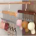 8 Hooks Adjustable Closet Hangers, Wooden Hangers for Belt Hanger for Tie Lingerie Belt Scarf Tie Storage Racks Foldable Hooks Wood Hanger Wardrobe Organizers for Men Women. 