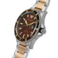Emporio Armani Diver Two-tone Stainless Steel Brown Dial Quartz Watch for Gents - AR11340. 