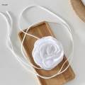 Flower Lace up Necklace Dress Jewelry Floral Choker White. 