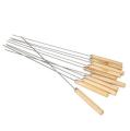 Pack Of 10 - BBQ Flat Skewers with Wooden Handle - 38cm each. 
