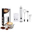Rechargeable Milk Frother Handheld Electric Foam Maker ,3 Speed Adjustable Mini Blender for Bulletproof Coffee, White. 