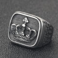 Man Jewelry Stainless Steel Vintage King Crown Ring Signet Bands For Men, Punk Vintage Style. 