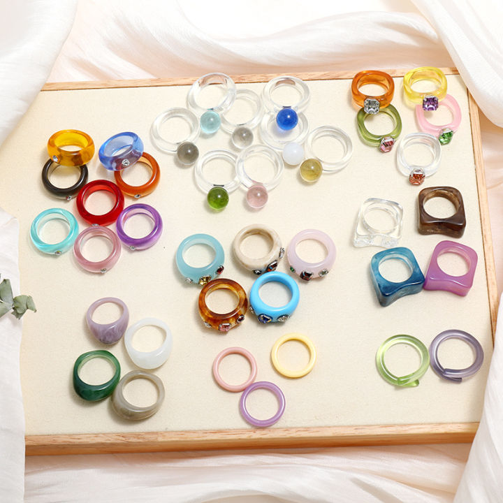 Chunky Colorful Rings New Colorful Transparent Chunky Acrylic Ring Personalized Irregular ...