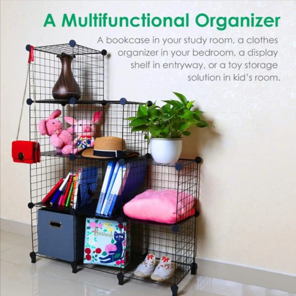 Metal Wire Cube Storage Cubes Shelves Cube Closet Organizer Stackable Storage Bins DIY Storage Grid