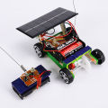 Wireless RC Vehicle Model Creative Model Toy Wooden Assembly Solar Remote Control Car for School. 