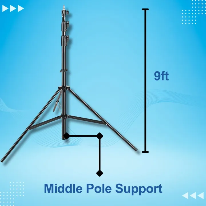 APKINA%209.2ft/2.8m%20Light%20Stand,%20Heavy%20Duty%20All%20Metal%20Tripod%20Stand,%203%20Way%20Mounting%20Interface%20&%20Metal%20Locking%20Knobs,%20Max%20Load%2011lb/5kg%20-%20Image%203