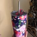 Steel floral sipper cup. 
