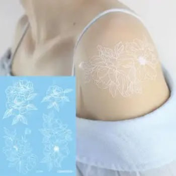 Instant Henna Sticker: Waterproof White Mehndi Temporary Tattoo for Girls' Hands Classic DesignBeauty with Henna-Inspired Sticker