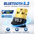 Mini Bluetooth USB Dongle 5.3 Plug Play Wireless Bluetooth Adapter PC Laptop Desktop High-Speed Data Transfer Stable Connectivity Compact Portable Design Headphones Speakers Mouse Keyboard Game Controller Bluetooth Adapter Receiver. 