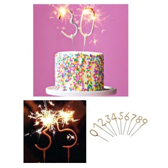 Sparkler / Sparkling Number Birthday Cake Candles (0- 9)