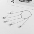 ( Pack of 1) Punk Geometric Silver Color Chain Wrist Bracelet for Men Five Finger Ring Charm Set Fashion Jewelry. 