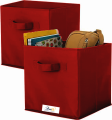 Pack of 2 - Foldable Square Fabric Storage Bin Collapsible Box Clothes Organizer Cube. 