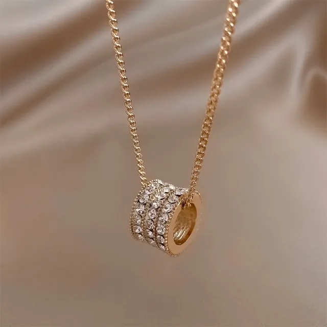 Korean Style Pearl Stone Cylinder Pendant Long For Woman Sweater Jewelry Party Girl Elegant Sweater Chain